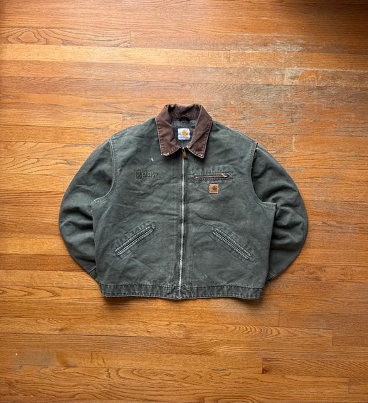 Faded Olive Green Carhartt Detroit Jacket - Large