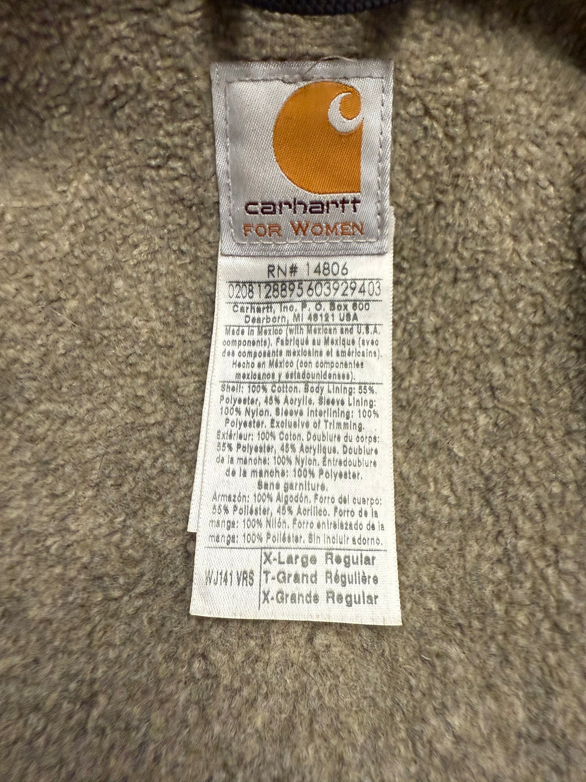 Faded Pink Carhartt Sherpa Lined Jacket - Medium