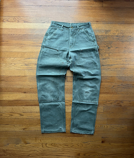 Faded Olive Green Carhartt Double Knee Pants - 30 x 32