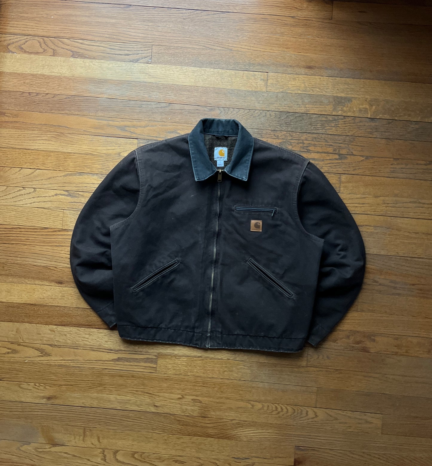 Faded Dark Brown Carhartt Detroit Jacket - Boxy Medium