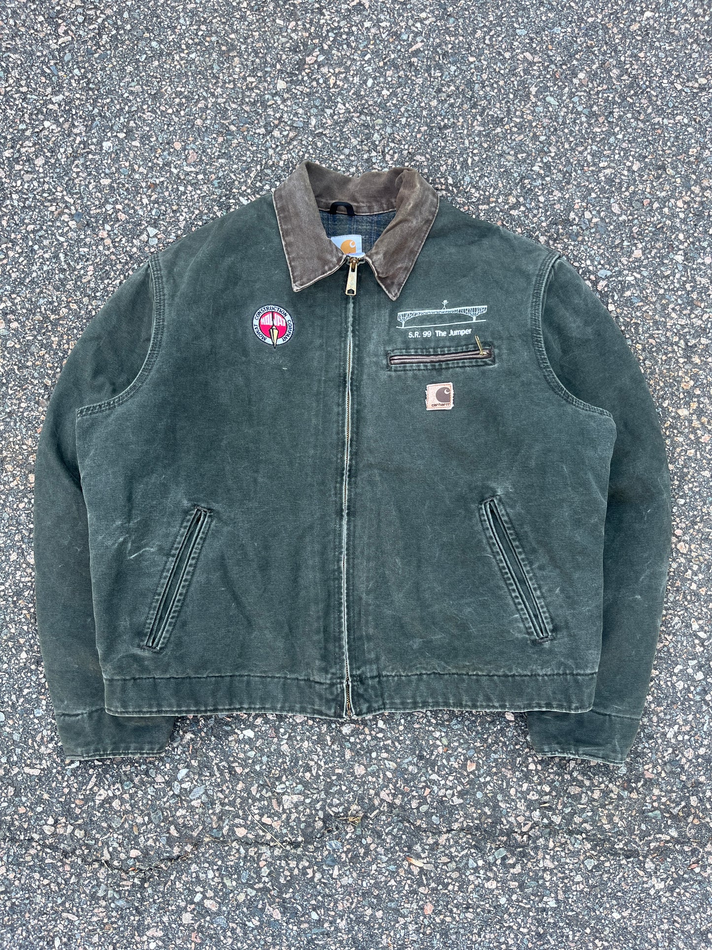 褪色橄榄绿色 Carhartt 底特律夹克 - 宽松中号