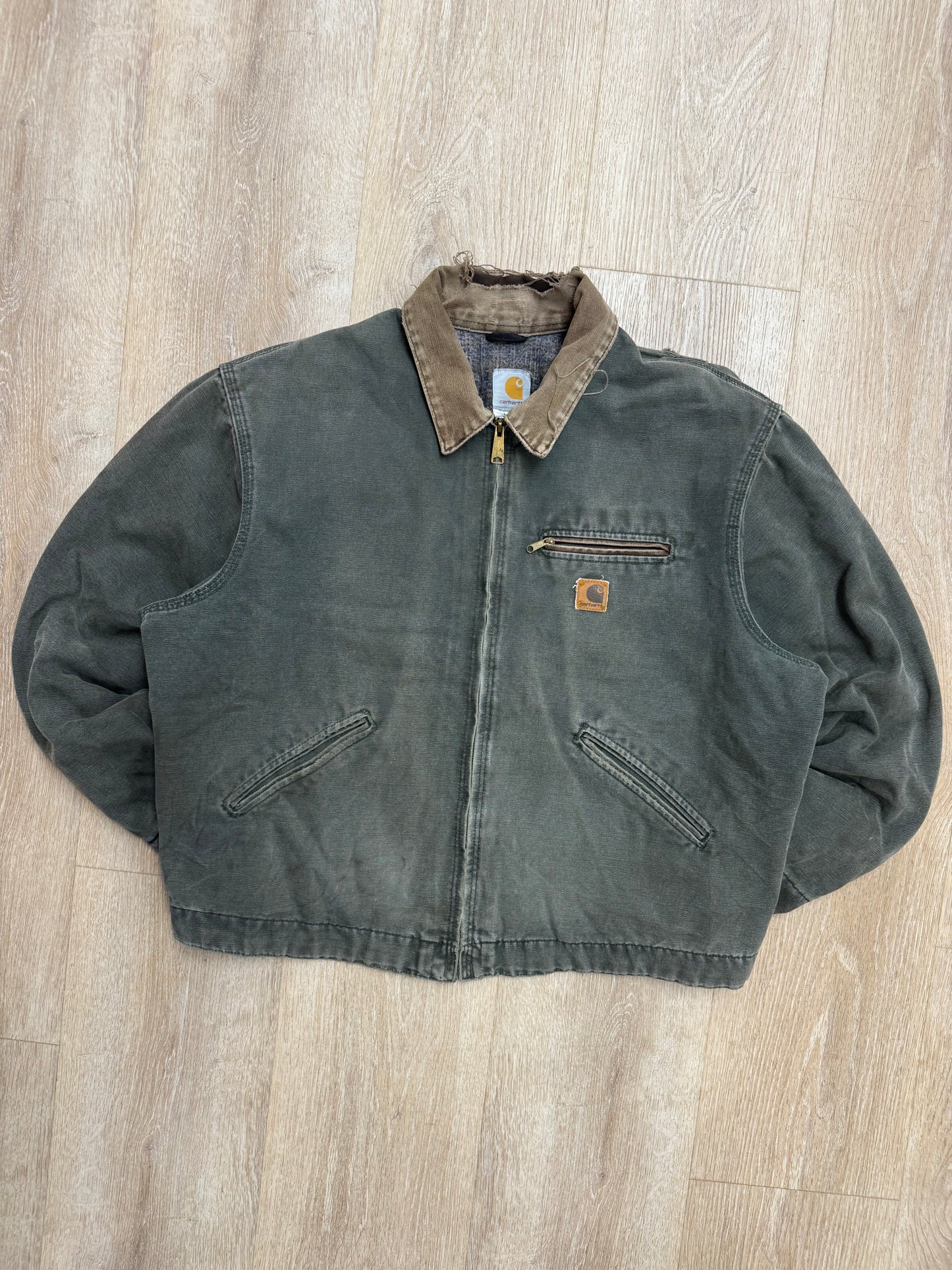 Faded Olive Green Carhartt Detroit Jacket - Boxy L-XL