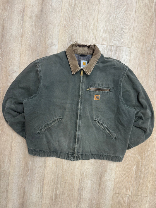 Faded Olive Green Carhartt Detroit Jacket - Boxy L-XL