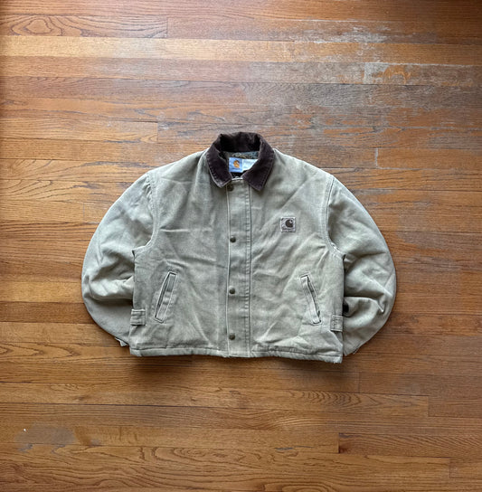 Faded Tan Cropped Carhartt Chore Jacket - Medium