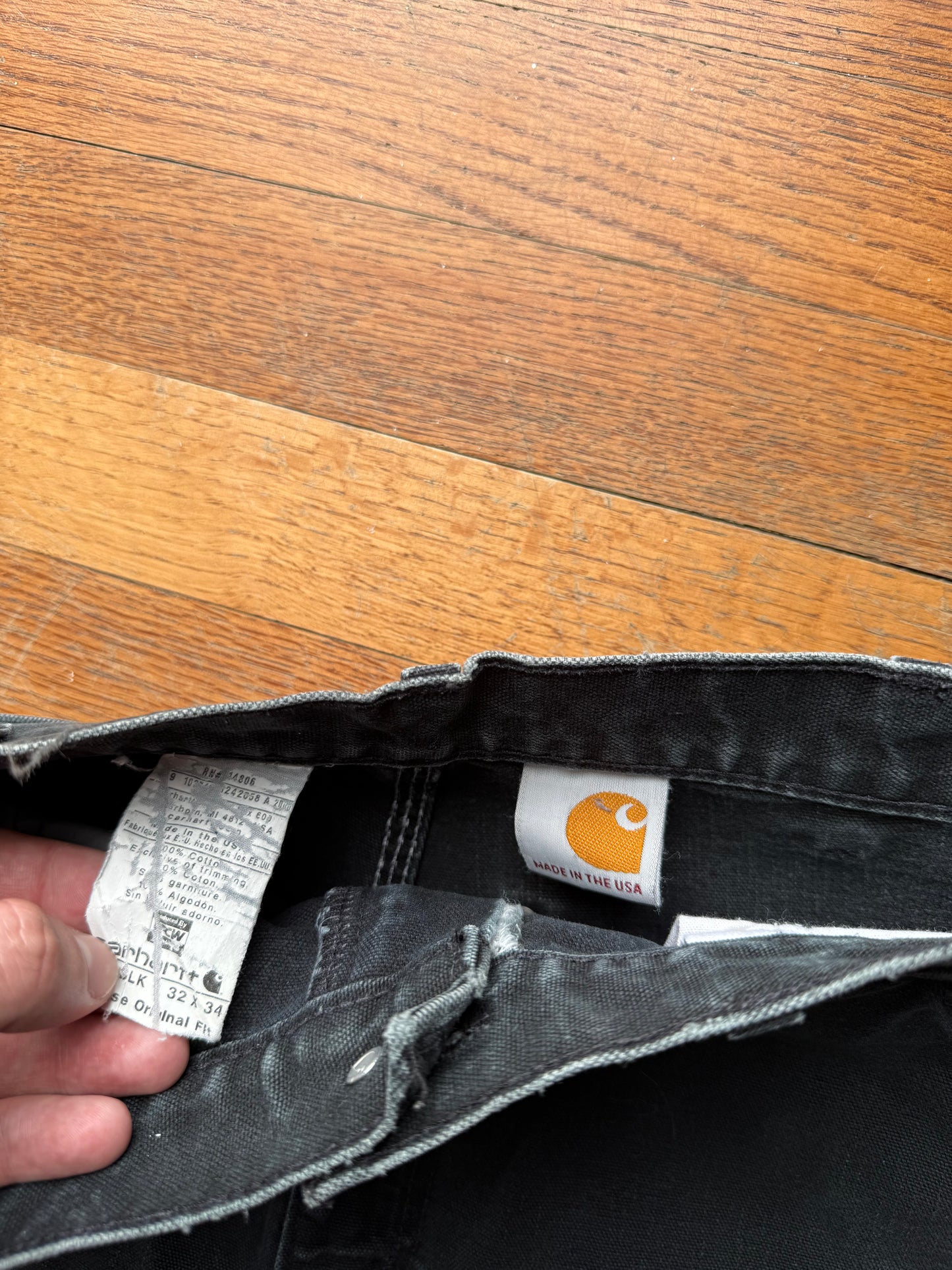 Faded Black Carhartt Double Knee Pants - 29 x 31.5