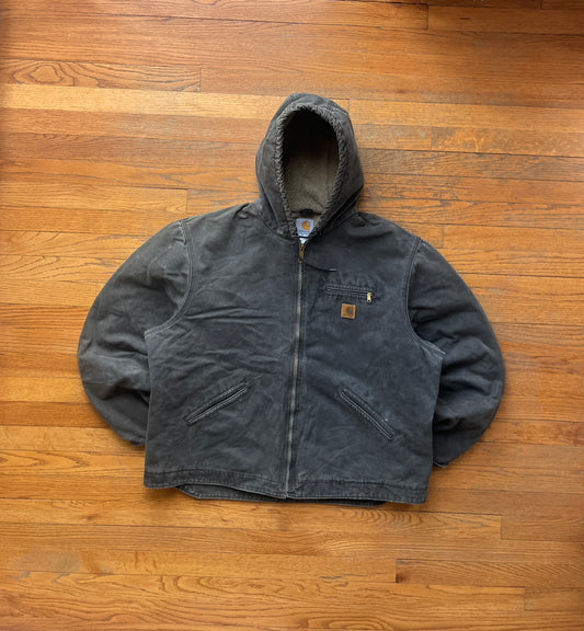 Faded Black Carhartt Sherpa Lined Jacket - Boxy XL