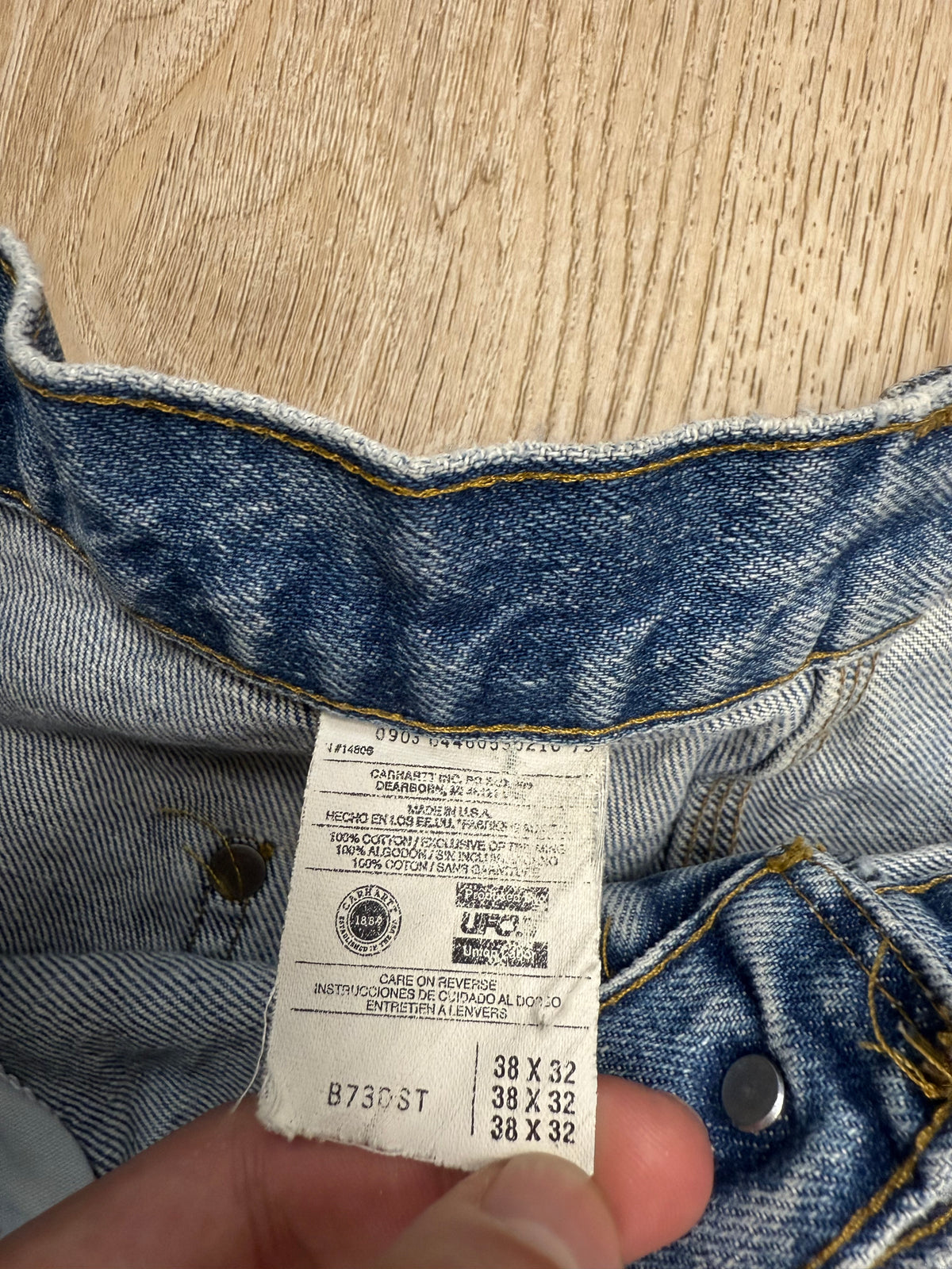 Faded Denim Carhartt Double Knee Pants - 37 x 31.5