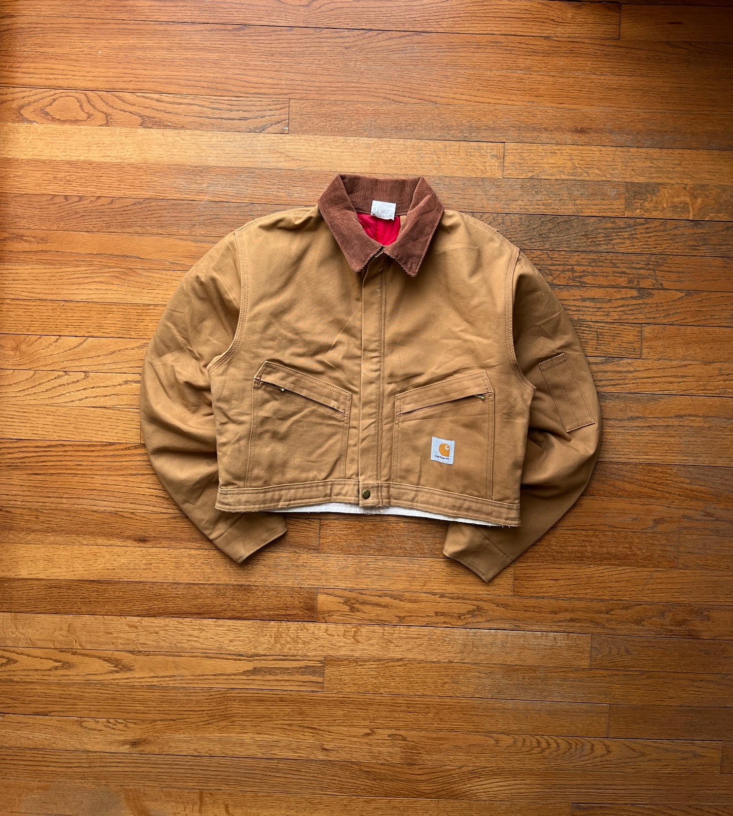 Faded Brown Cropped Carhartt Jacket - Small