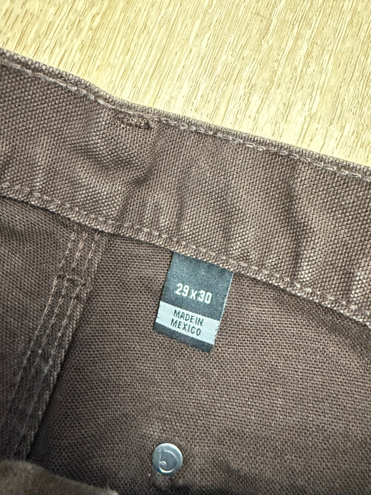 Faded Dark Brown Carhartt Double Knee Pants - 28 x 29.5