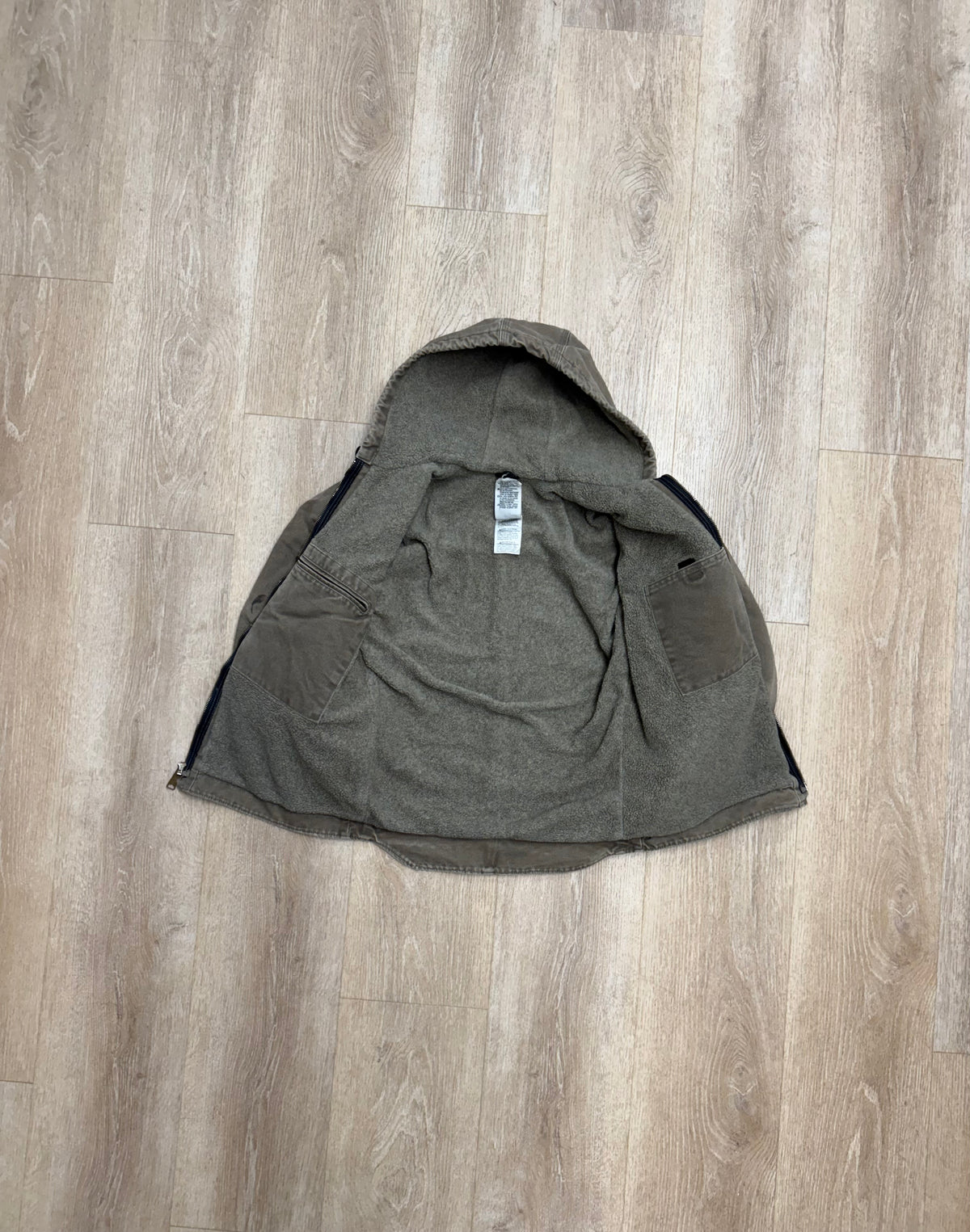 Faded Brown Sherpa Lined Carhartt Jacket - Small