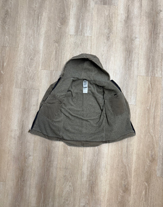 Faded Brown Sherpa Lined Carhartt Jacket - Small