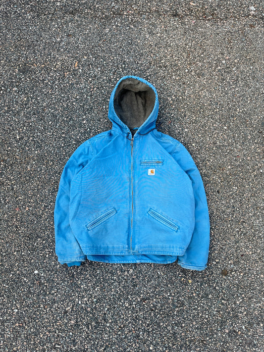 Faded Light Blue Carhartt Sherpa Lined Jacket - Boxy M-L