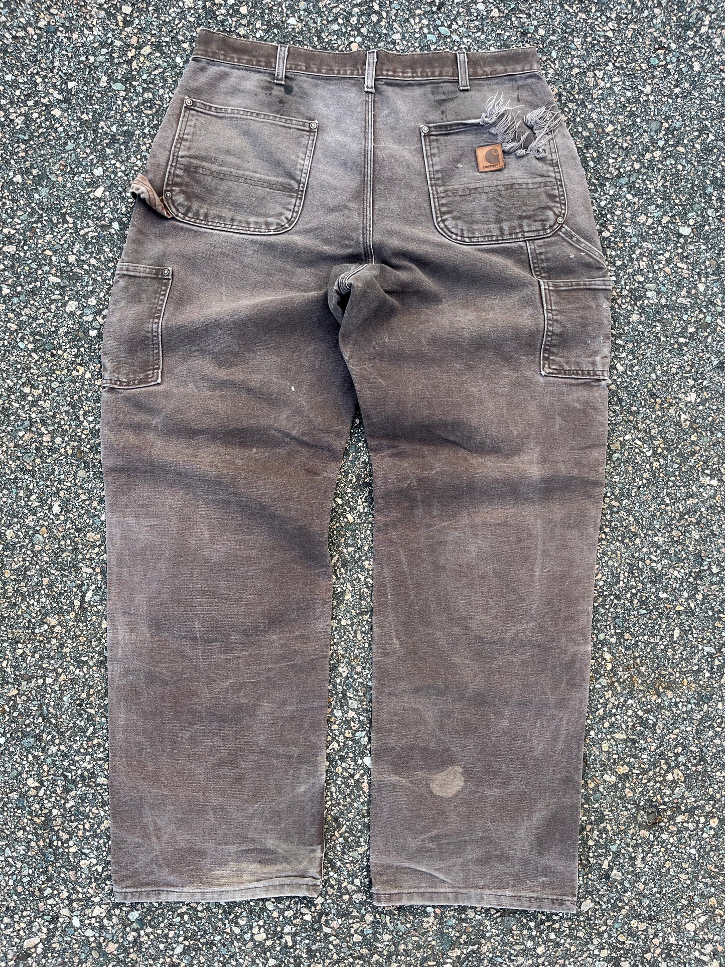 Faded Brown Carhartt Double Knee Pants - 34 x 30.5