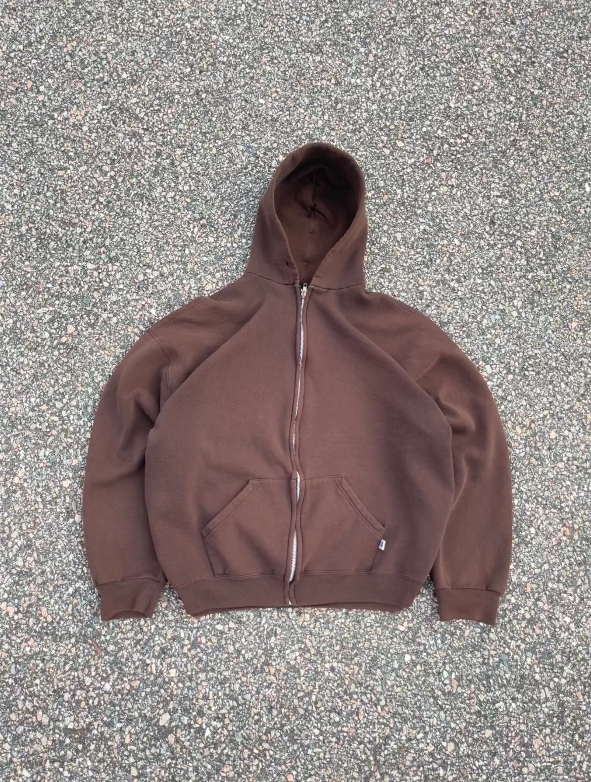 00’s Faded Brown Russell Zip Hoodie - Boxy Large