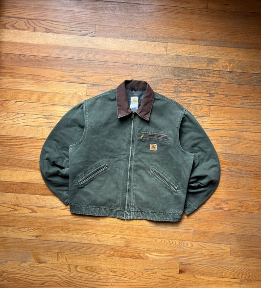 Faded Olive Green Carhartt Detroit Jacket - Boxy Medium