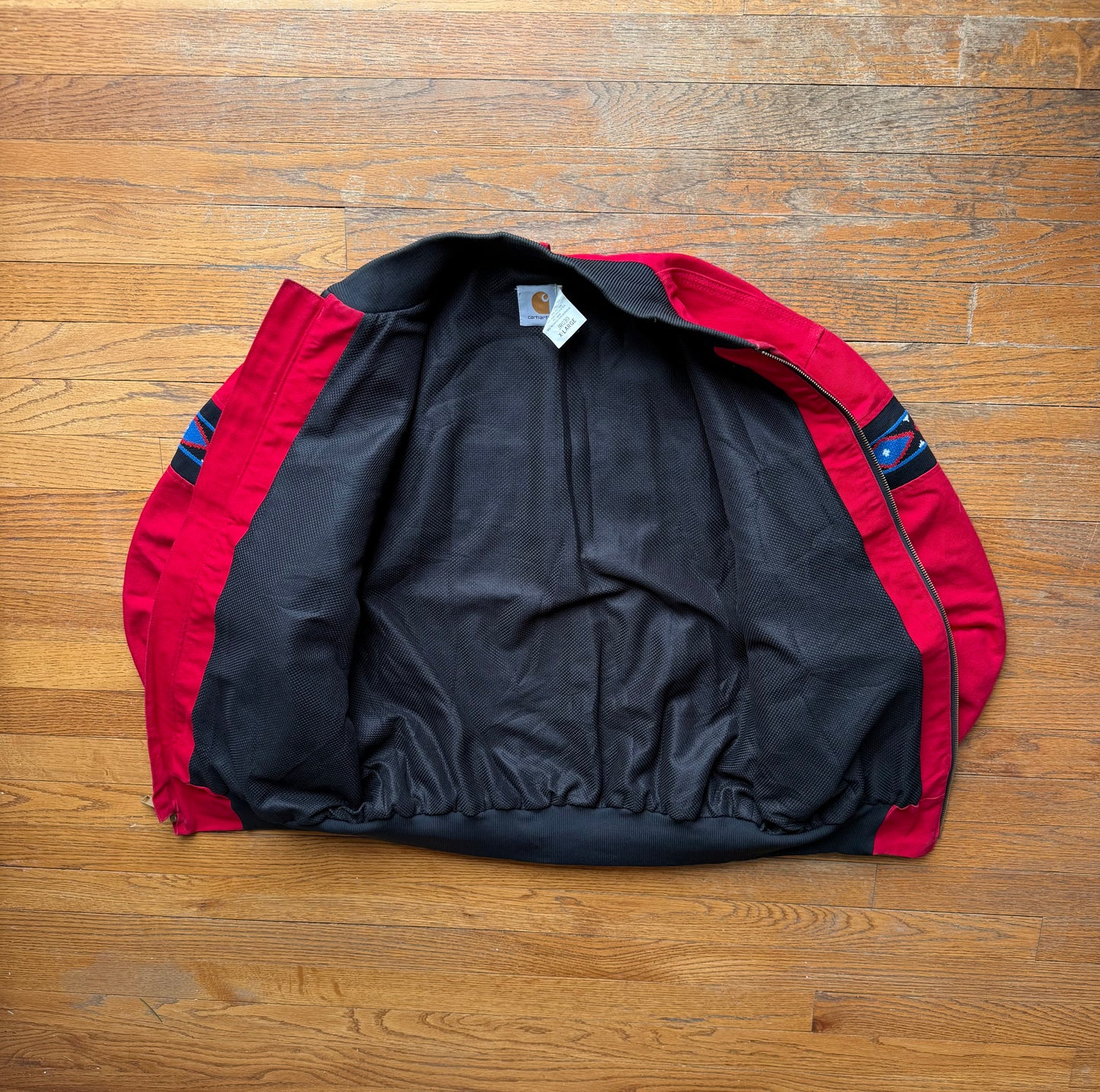 Faded Strawberry Red Southwest Aztec Carhartt Santa Fe Jacket - Large