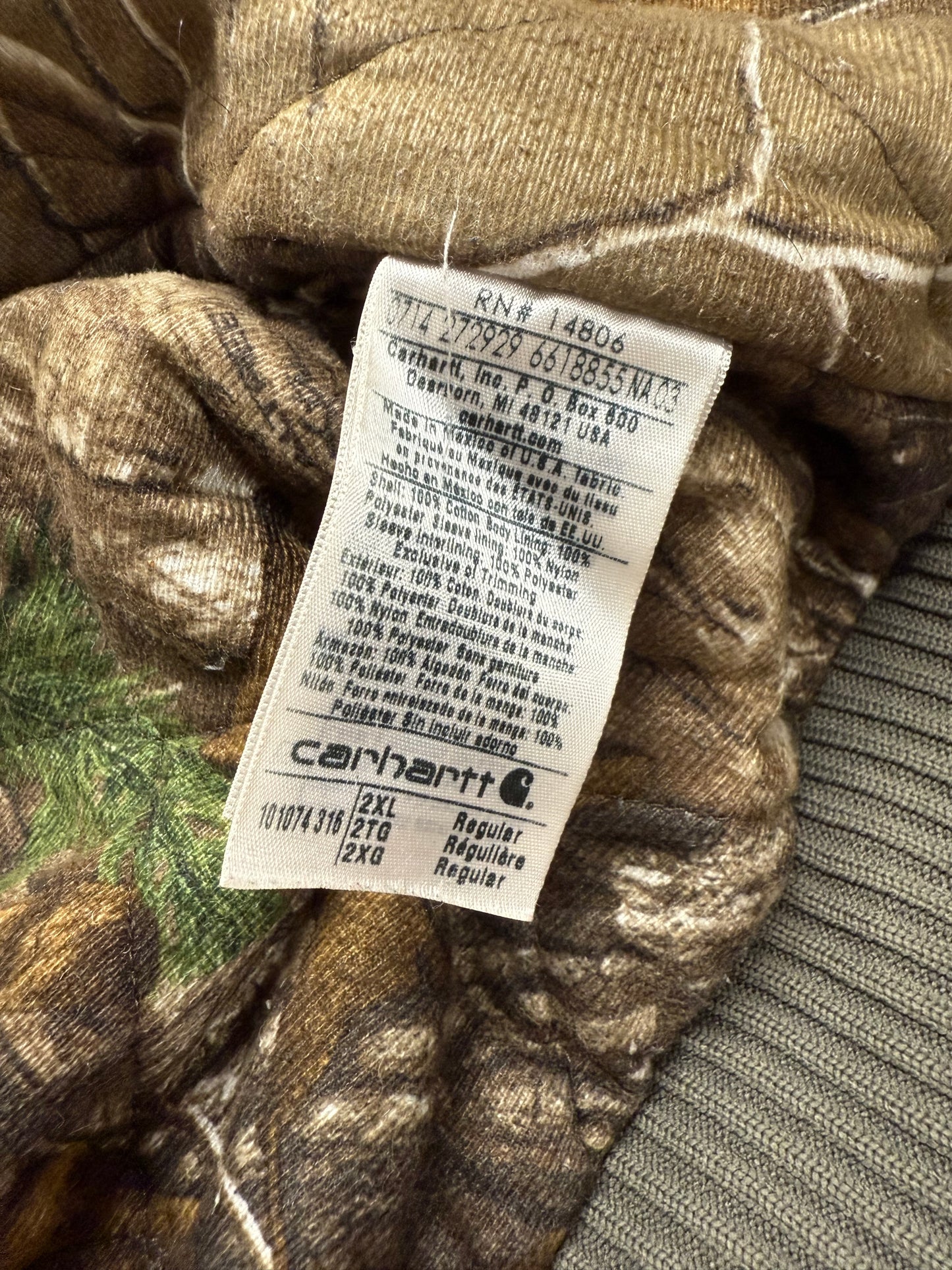 Faded Realtree Lined Olive Green Carhartt Active Jacket - 2XL