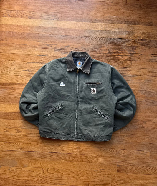 Faded Olive Green Carhartt Detroit Jacket - Large