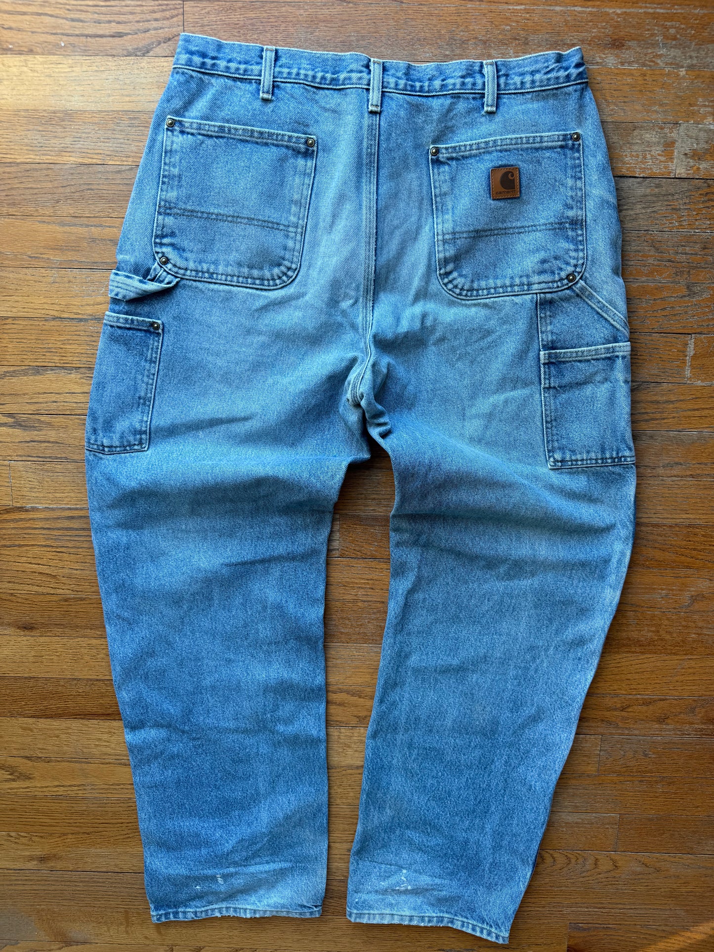 Faded Denim Carhartt Double Knee Pants - 35 x 32