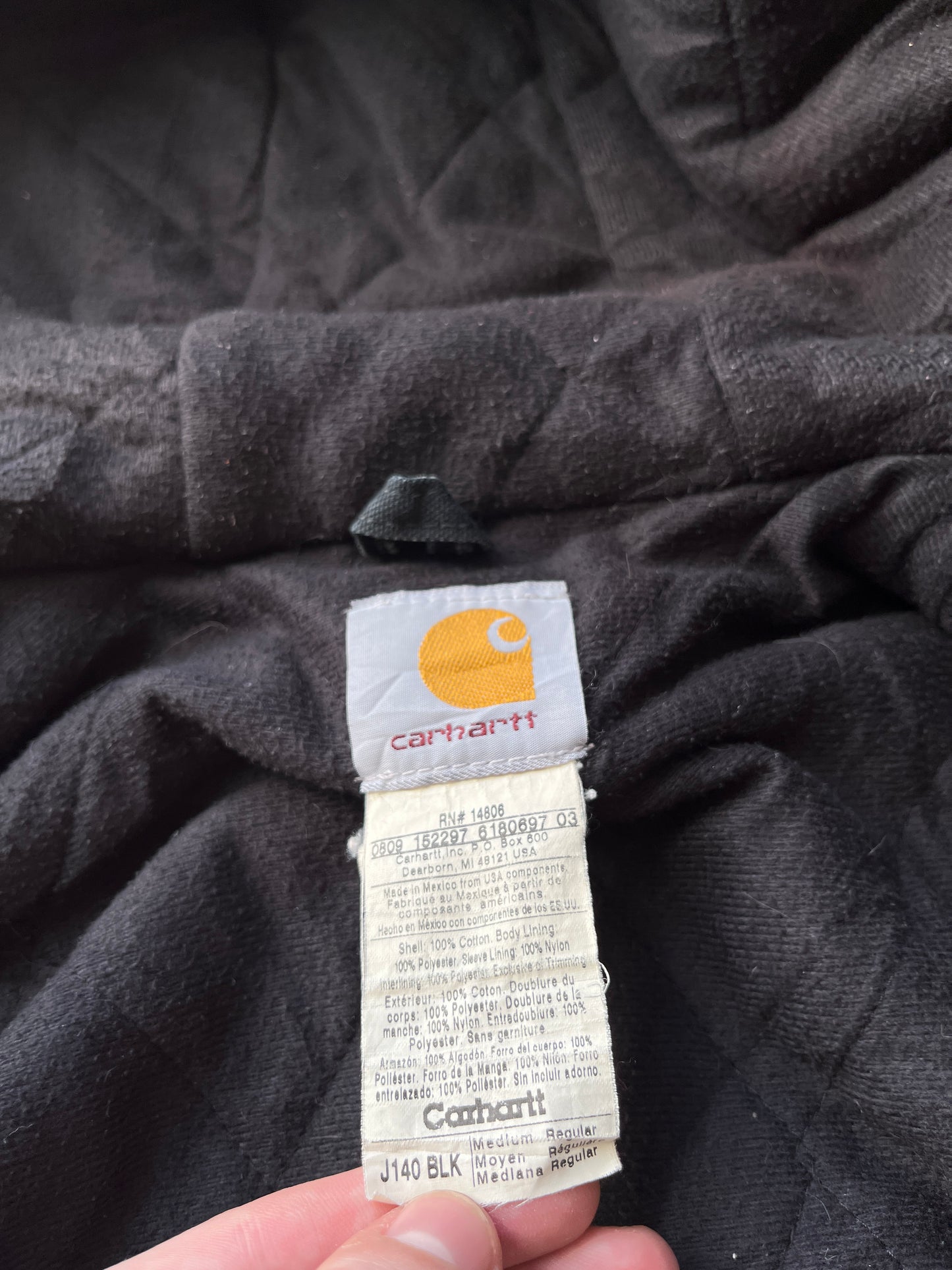 褪色黑色 Carhartt Active 夹克 - 中号