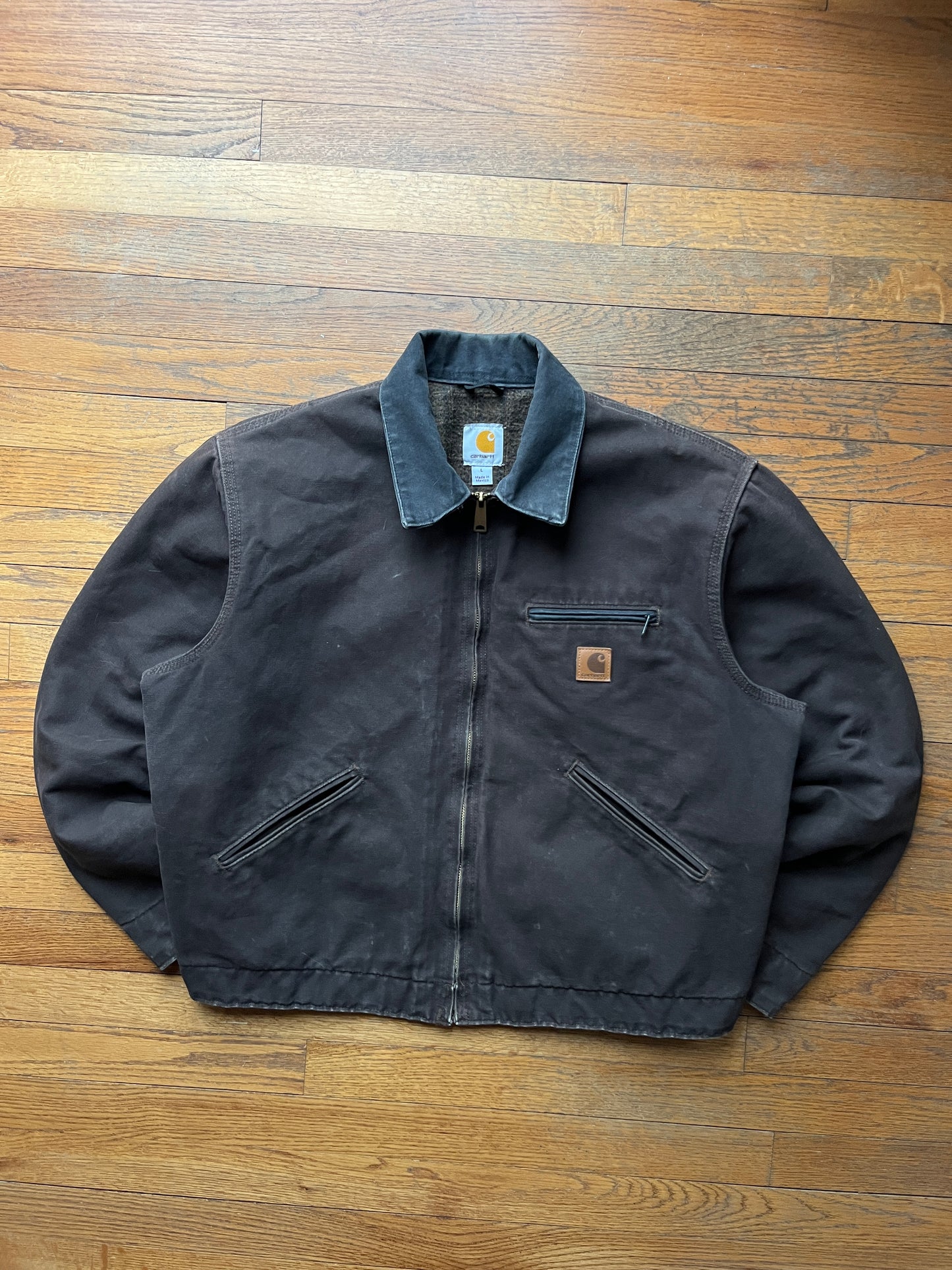 Faded Dark Brown Carhartt Detroit Jacket - Boxy Medium