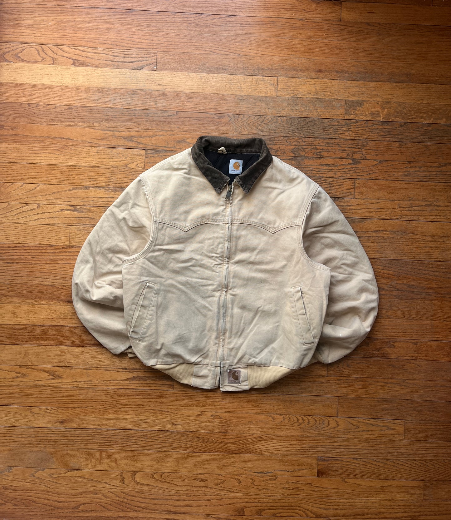 Faded Cream Carhartt Santa Fe Jacket - Medium