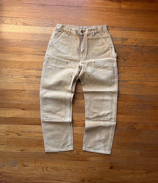 Faded Brown Carhartt Double Knee Pants - 31 x 30