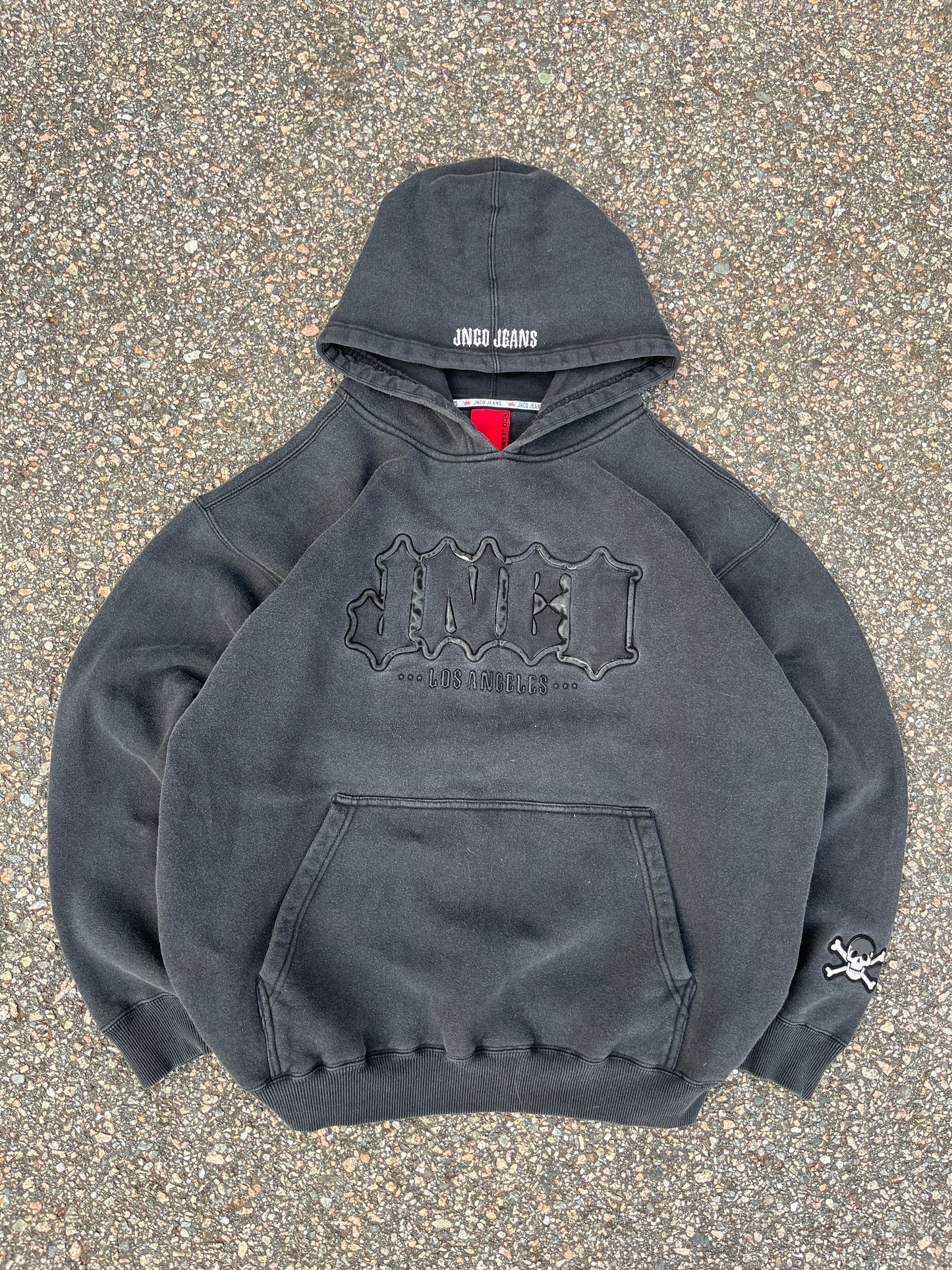 Faded Black JNCO Los Angeles Skull Hoodie - XL