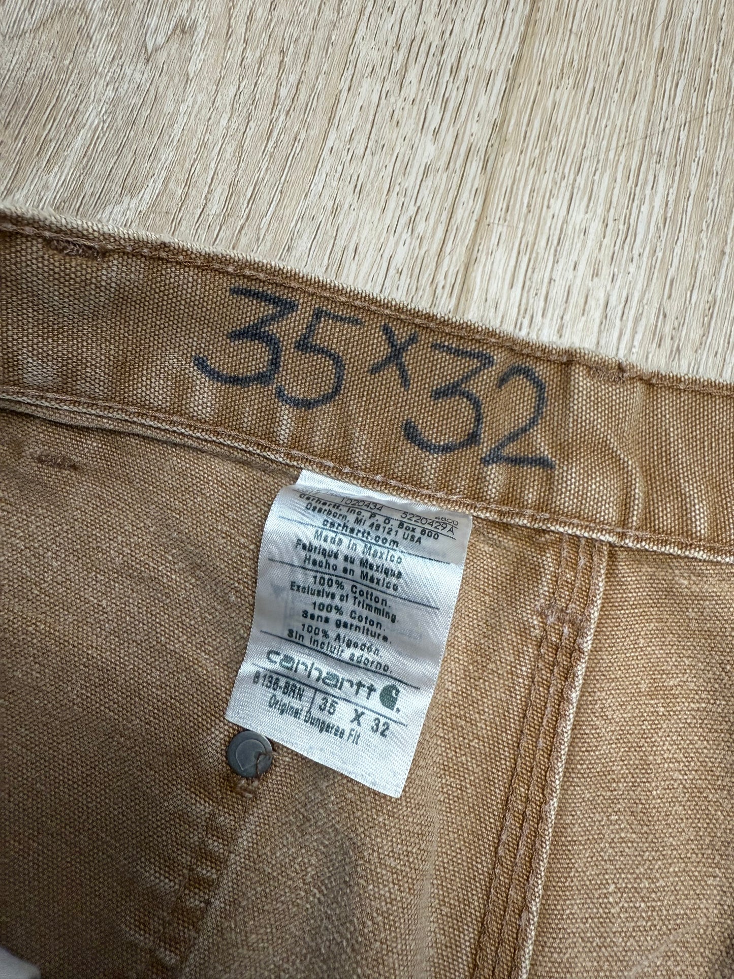 Faded Brown Carhartt Double Knee Pants - 33 x 30