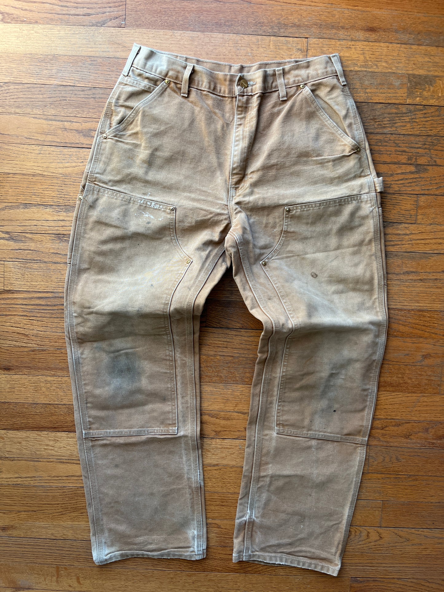 Faded Brown Carhartt Double Knee Pants - 31 x 30.5