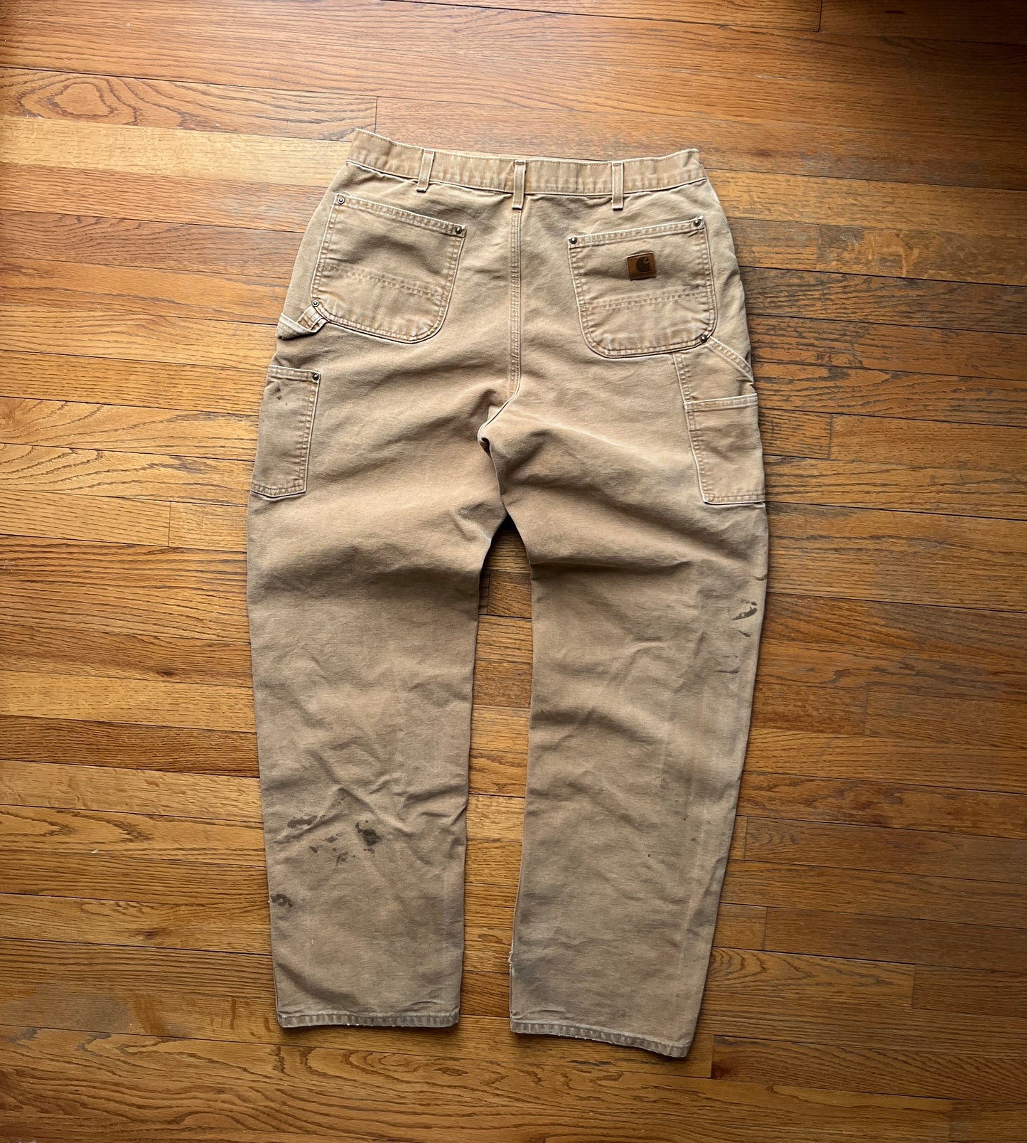 Faded Brown Carhartt Double Knee Pants - 34 x 33.5