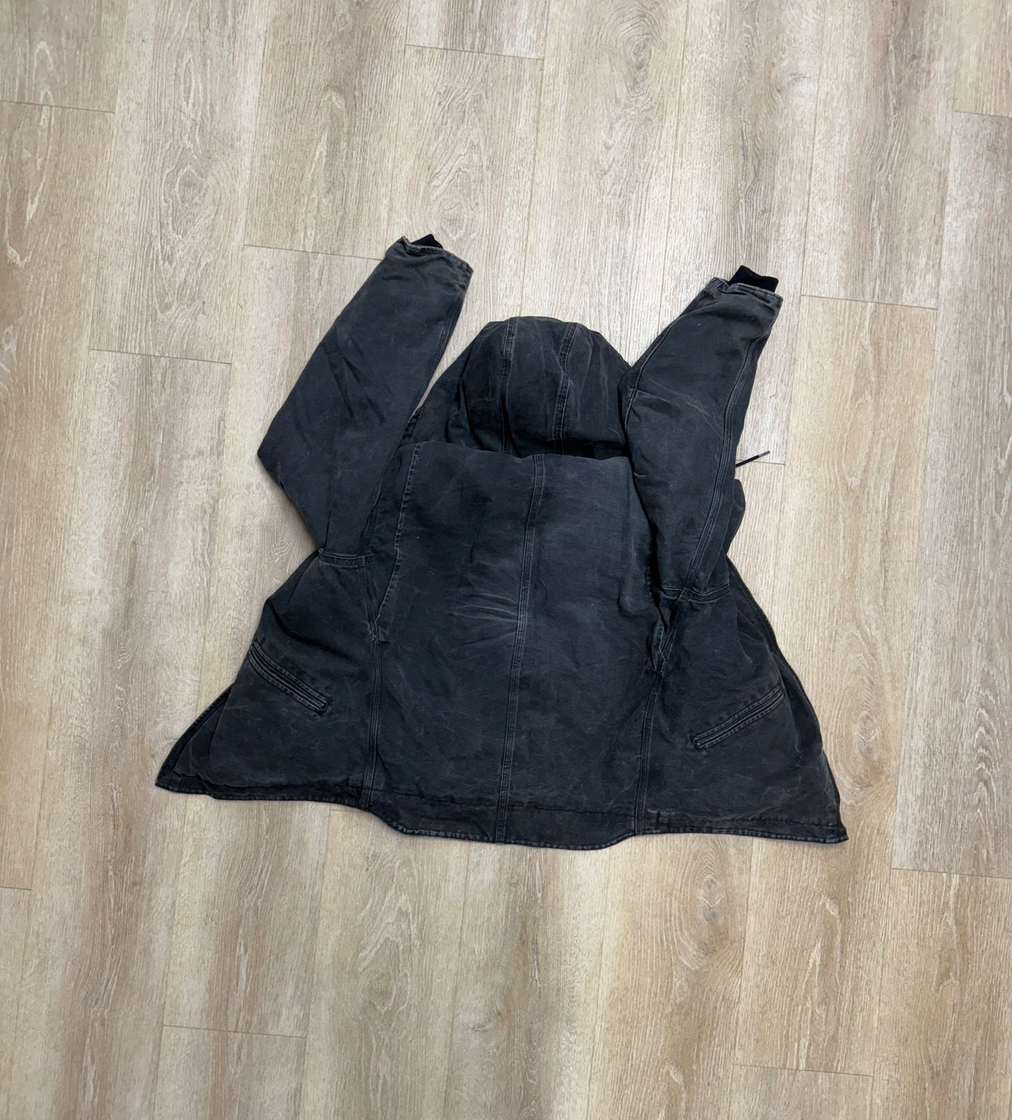 Faded Black Sherpa Lined Carhartt Jacket - Medium