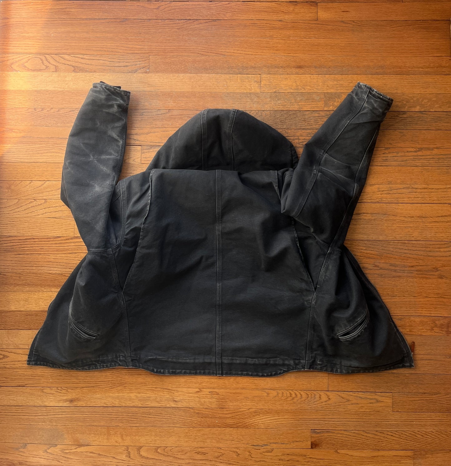 Faded Black Carhartt Sherpa Lined Jacket - Large