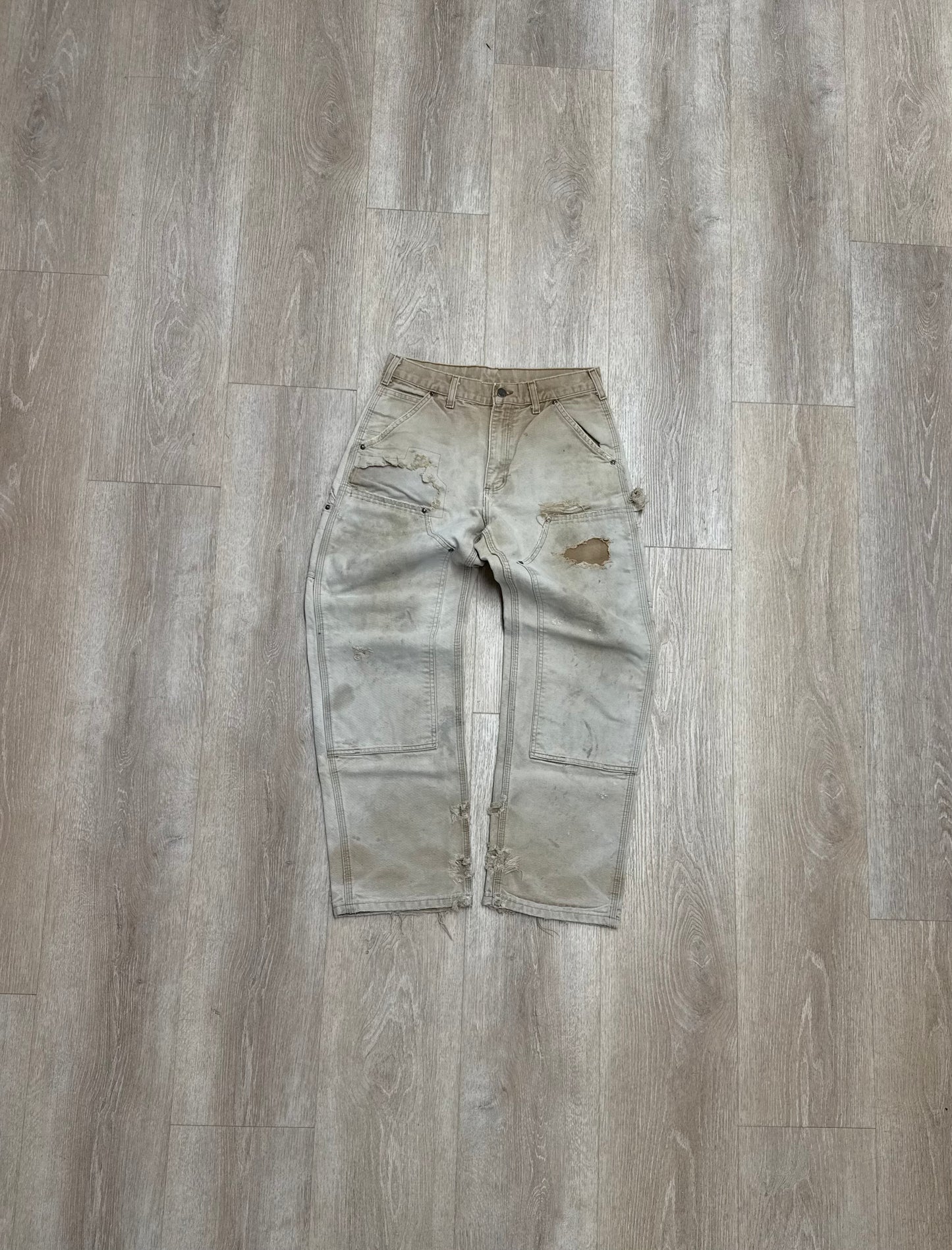 Faded Brown Carhartt Double Knee Pants - 30 x 29