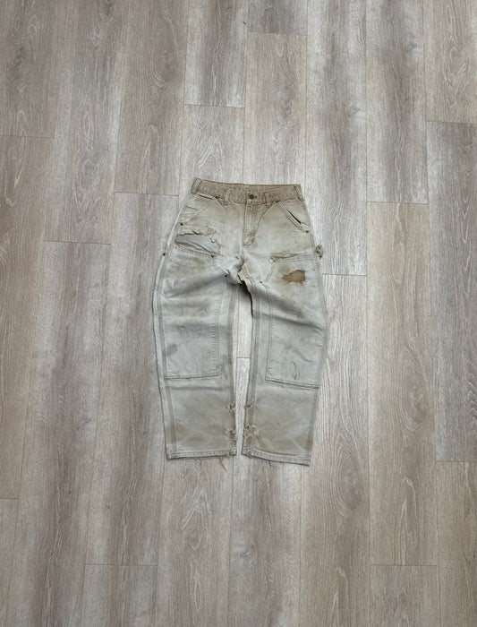 Faded Brown Carhartt Double Knee Pants - 30 x 29