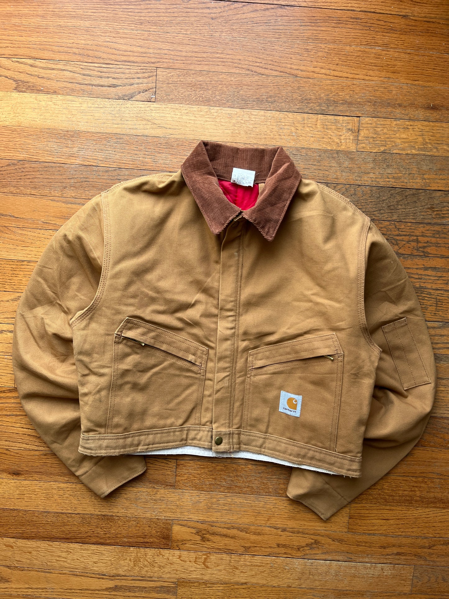 Faded Brown Cropped Carhartt Jacket - Small