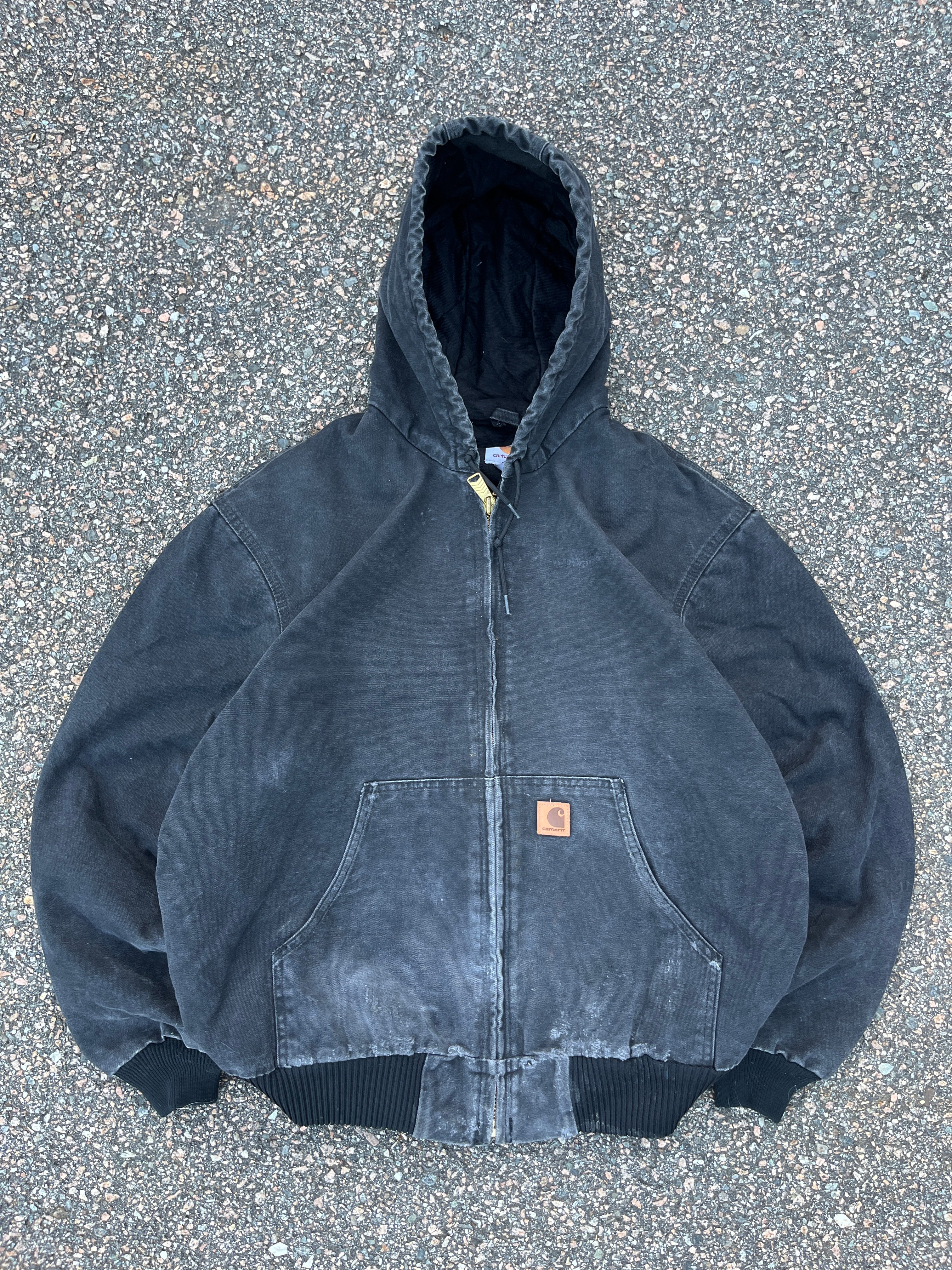 1990s Carharttカーハート　アクティブジャケット　ブラックフェード Carhartt アクティブジャケット ブラックXL USA製 フェード