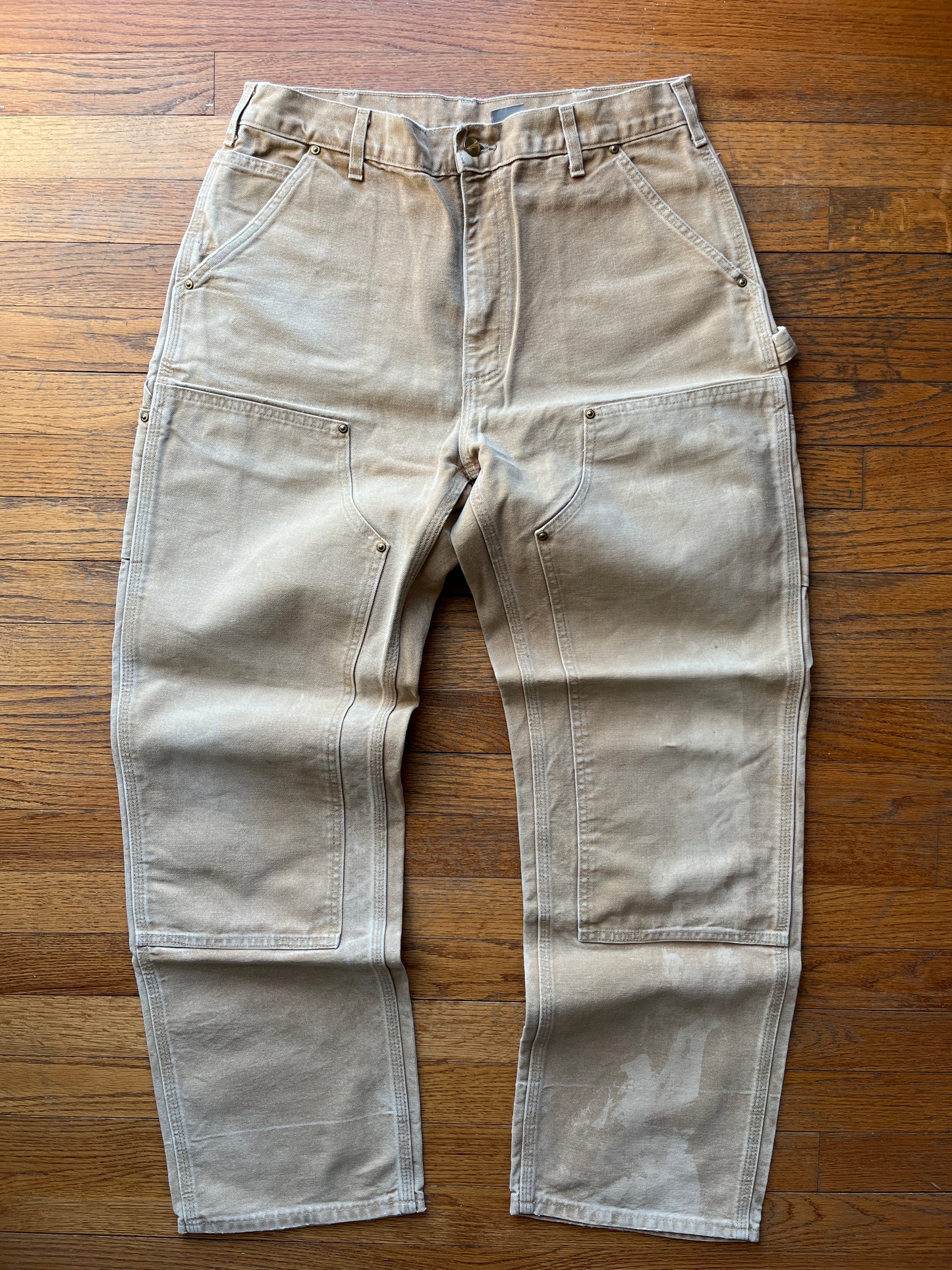 Faded Brown Carhartt Double Knee Pants - 31 x 30