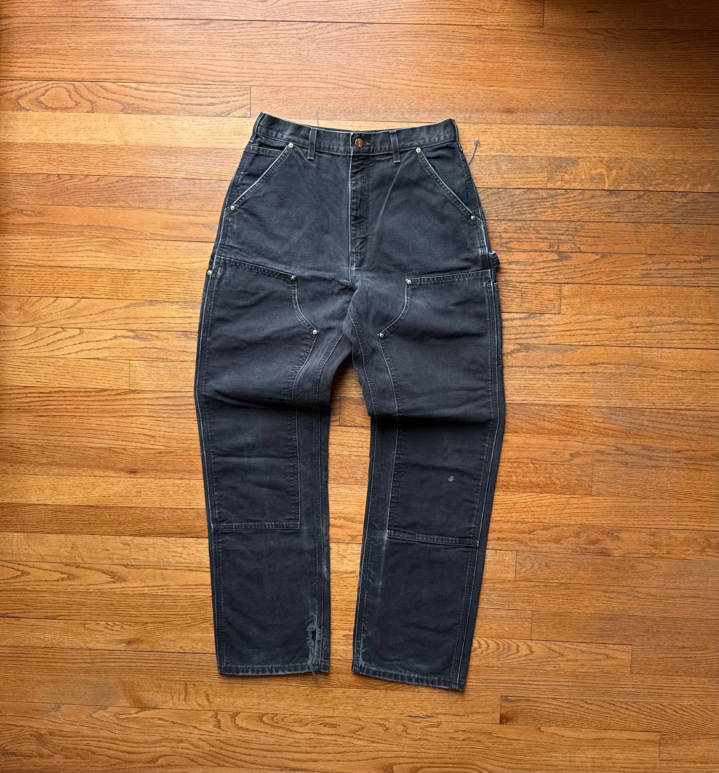 Faded Black Carhartt Double Knee Pants - 29 x 31.5