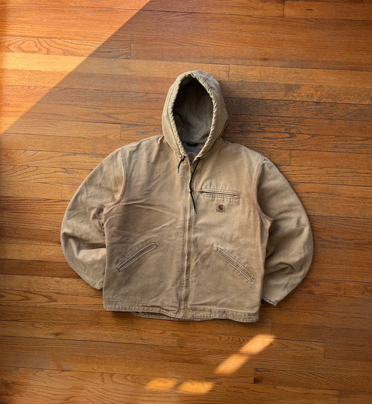 Faded Brown Carhartt Sherpa Lined Jacket - Medium