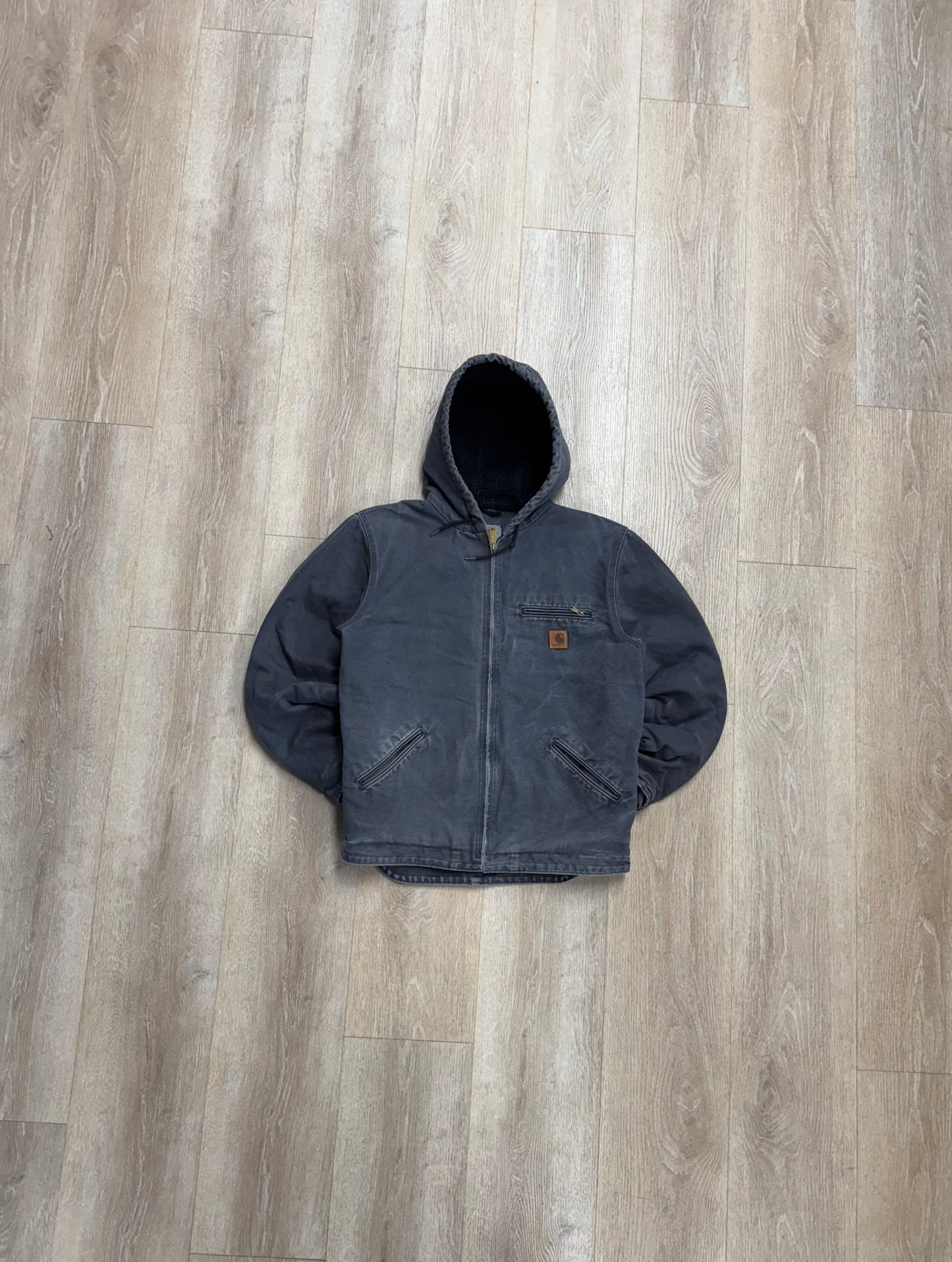Faded Grey Sherpa Lined Carhartt Jacket - Medium