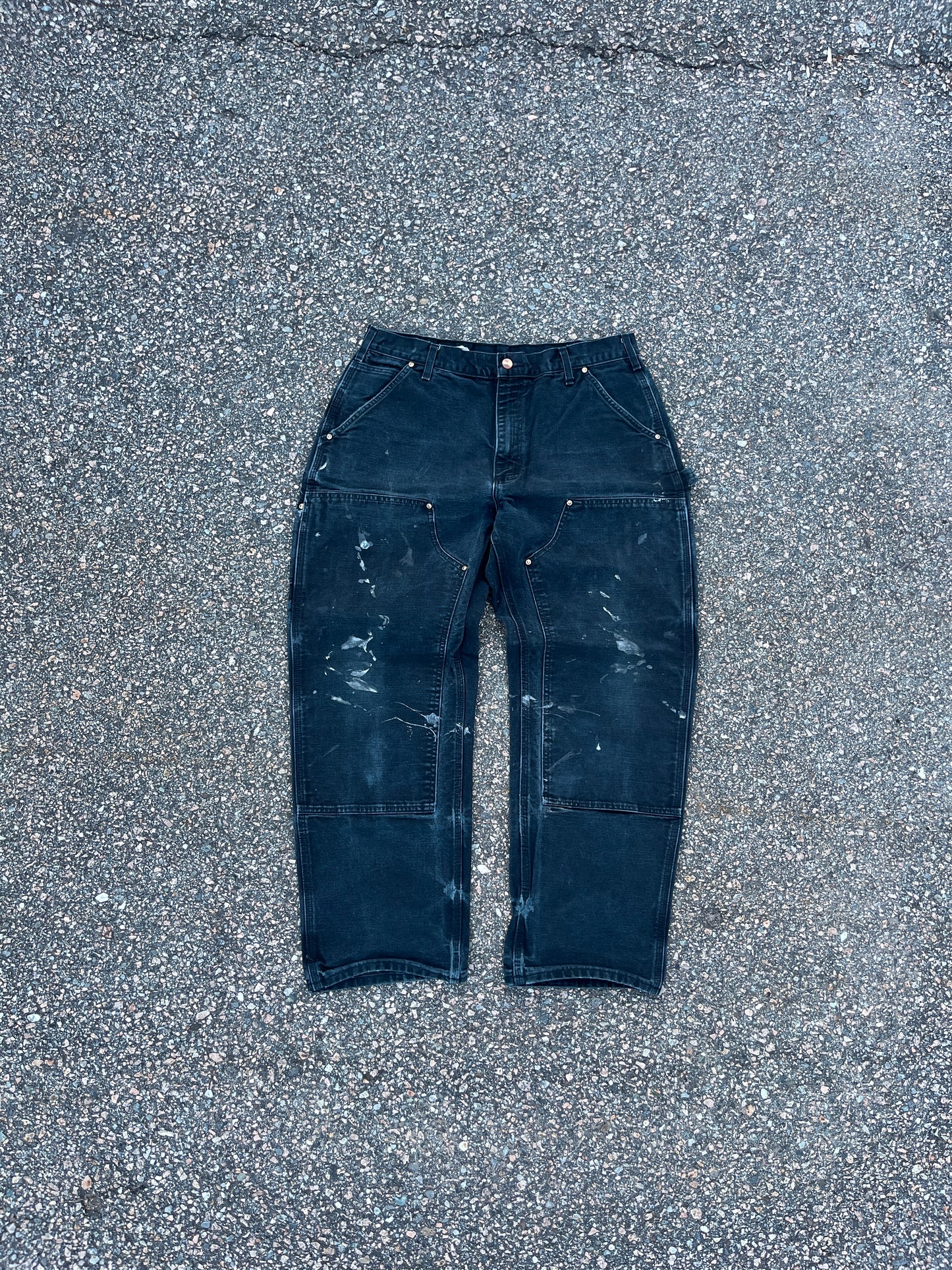 Faded n Painted Black Carhartt Double Knee Pants - 32 x 28.5