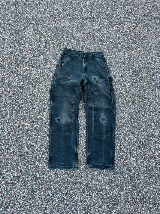 Faded Black Carhartt Double Knee Pants - 28 x 29