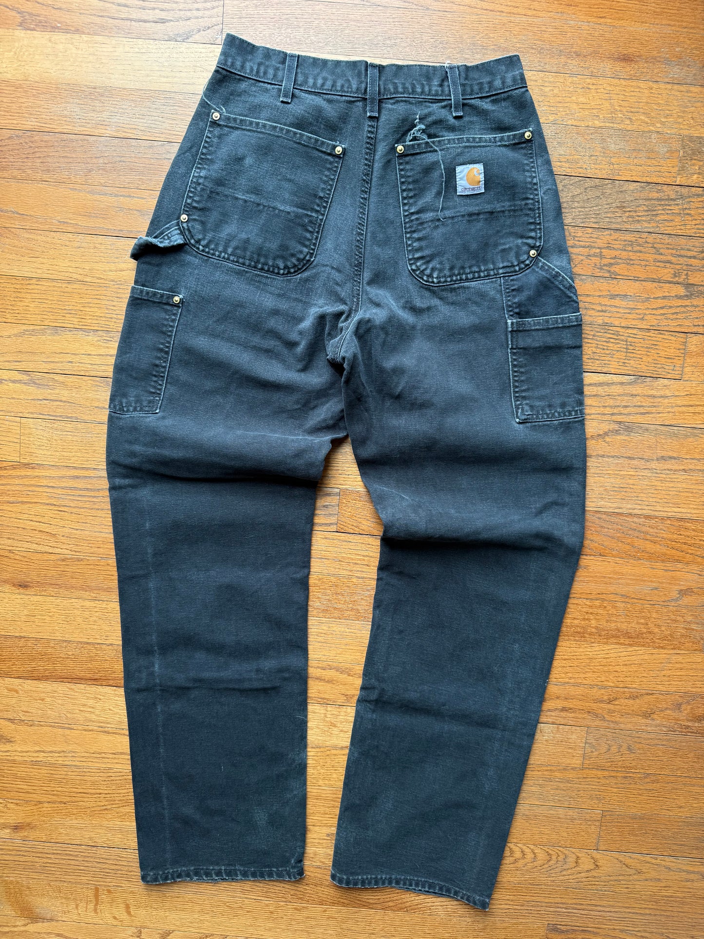 Faded Black Carhartt Double Knee Pants - 29 x 31.5