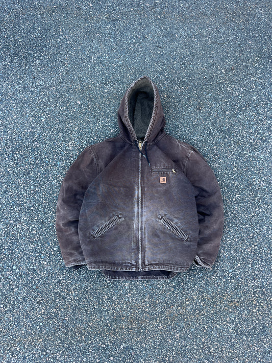 褪色棕色 Carhartt Sherpa 衬里夹克 - 适合 L-XL