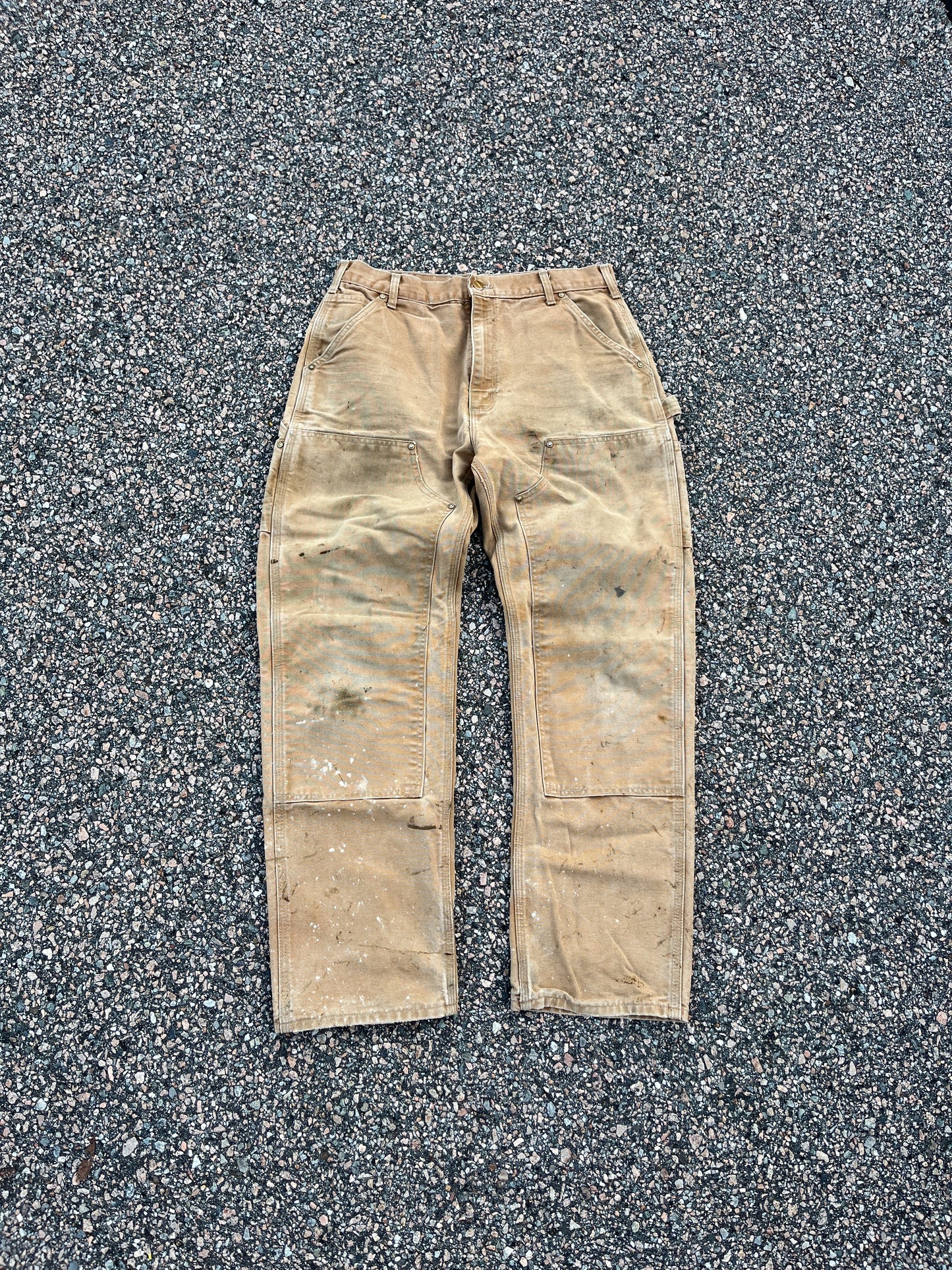 Faded n Painted Brown Carhartt Double Knee Pants - 32 x 30.5