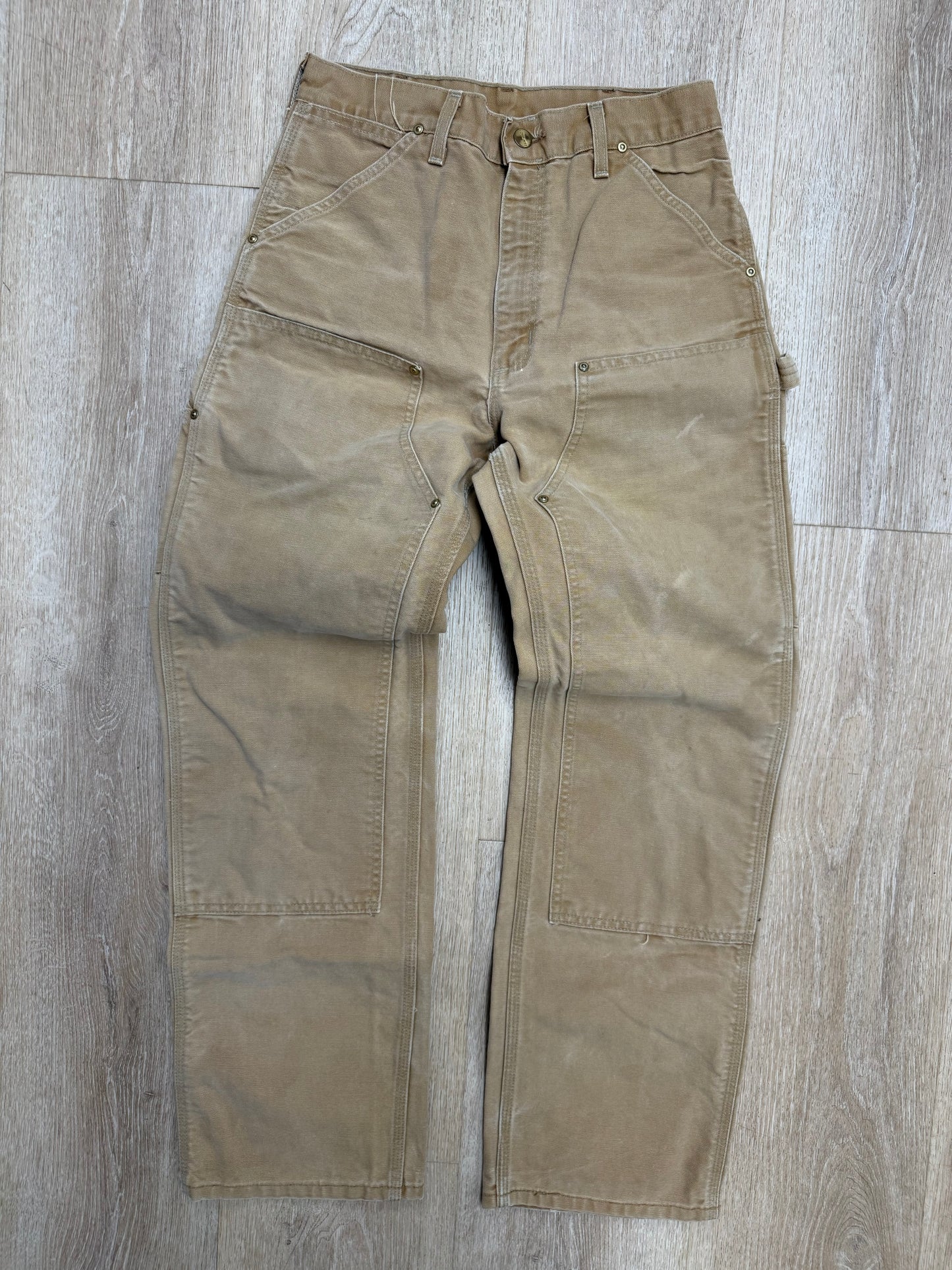 Faded Brown Carhartt Double Knee Pants - 28 x 30.5