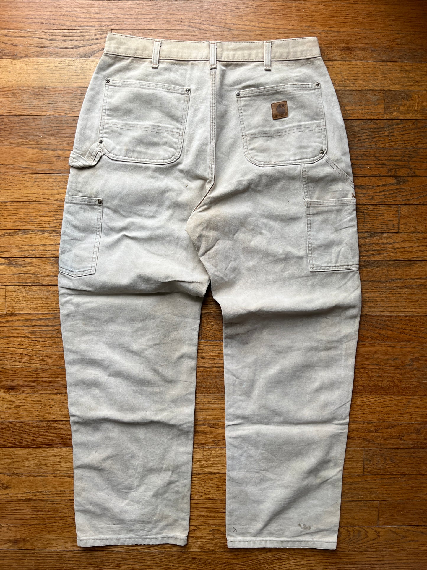 Faded Tan Carhartt Double Knee Pants - 33 x 30.5