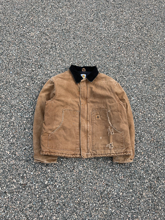 褪色和破旧的棕色 Carhartt 北极夹克 - 大号