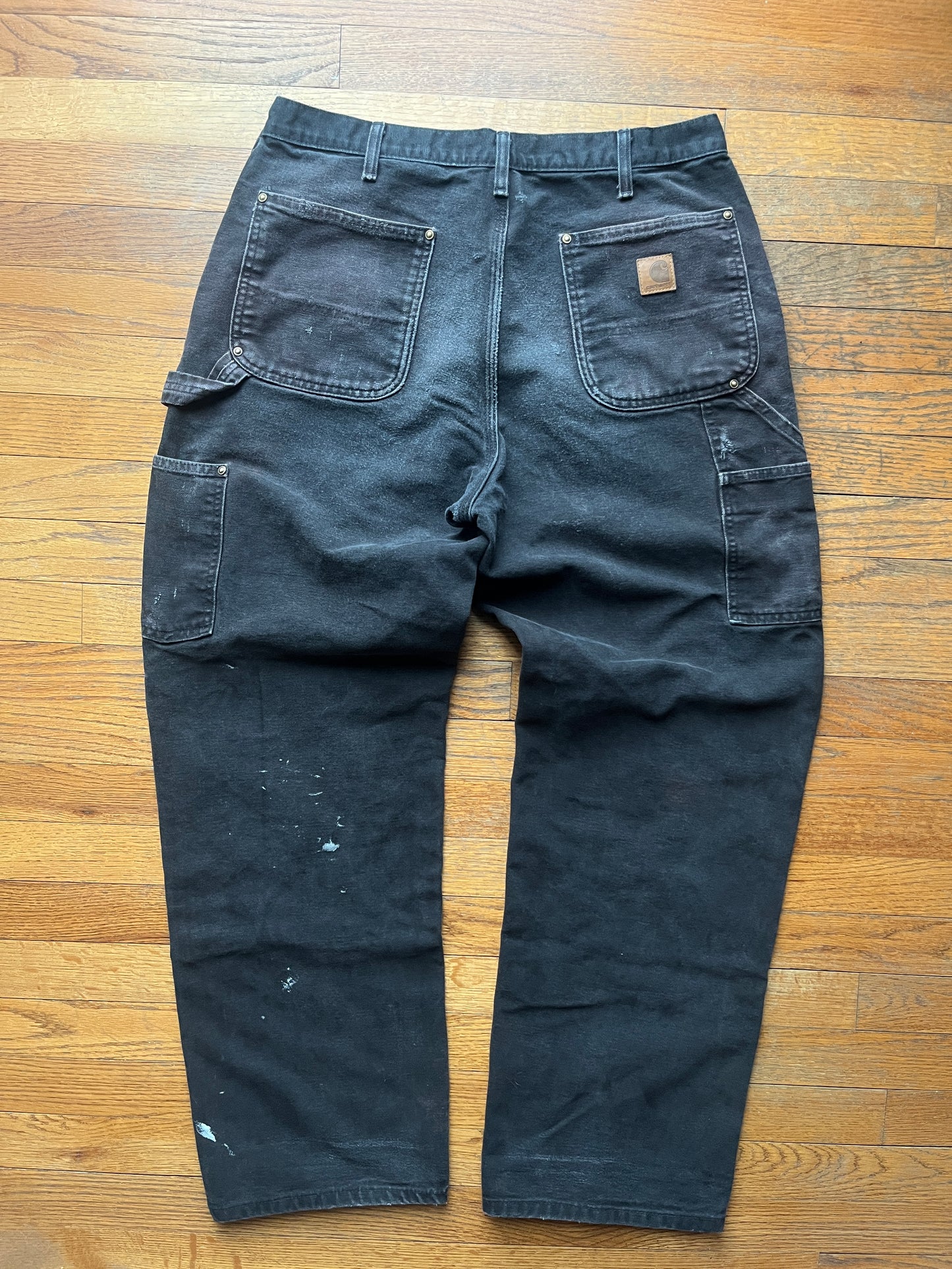 Faded Black Carhartt Double Knee Pants - 32 x 30